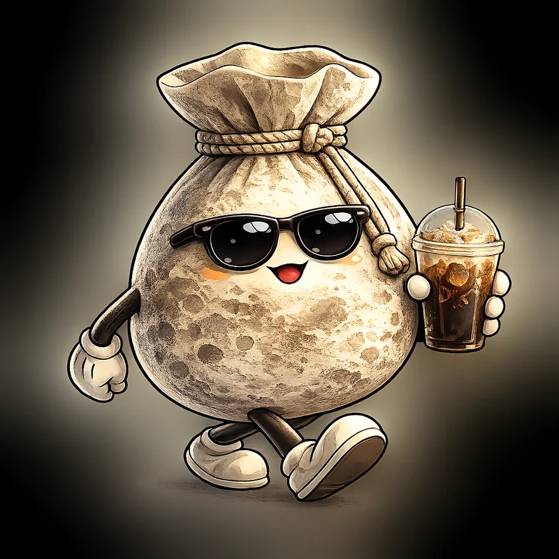 Moon strutting with an iced coffee