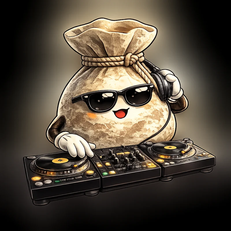 Moon DJing on turntables