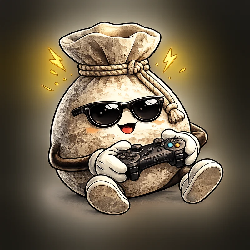 Moon playing a video game with a controller